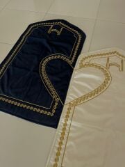 Kalpli Çift Seccadesi - Lacivert & Krem