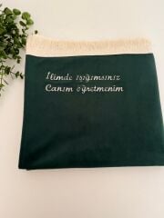 Zümrüt Yeşili Canım Öğretmenim Yazılı Seccade