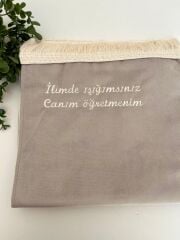 Gri Canım Öğretmenim Yazılı Seccade