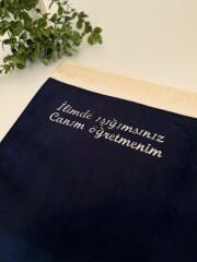 Lacivert Canım Öğretmenim Yazılı Seccade