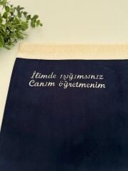 Lacivert Canım Öğretmenim Yazılı Seccade