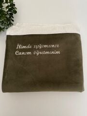 Haki Yeşil Canım Öğretmenim Yazılı Seccade