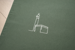 Yeşil Keten Seccade - Kabe Desenli