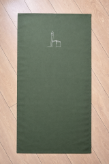 Yeşil Keten Seccade - Kabe Desenli