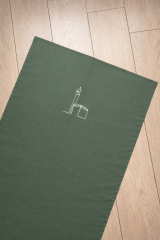 Yeşil Keten Seccade - Kabe Desenli